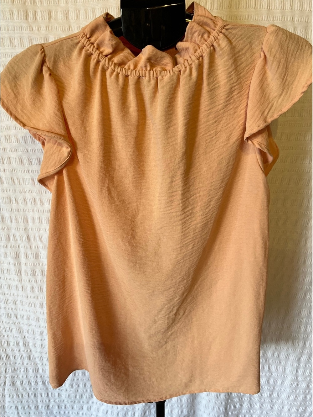 NWT REB. in J. Peach Blush Ruffle Flutter Sleeve Blouse Top Medium Made in USA